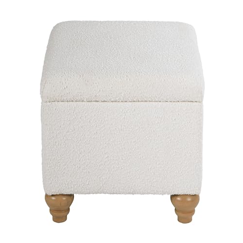 Spatial Order Home Decor | Upholstered MediumRectangular Storage Ottoman | Hinged Lid Ottoman with Storage for Living Room & Bedroom, Cream Boucle by Spatial Order - Image 4