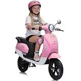 Beblinglet Kids Motorcycle, 24V 250W Electric Moped with Headlight & Horn, 10MPH Max Speed, Electric Scooter Bike for Kids 8-12, Pink
