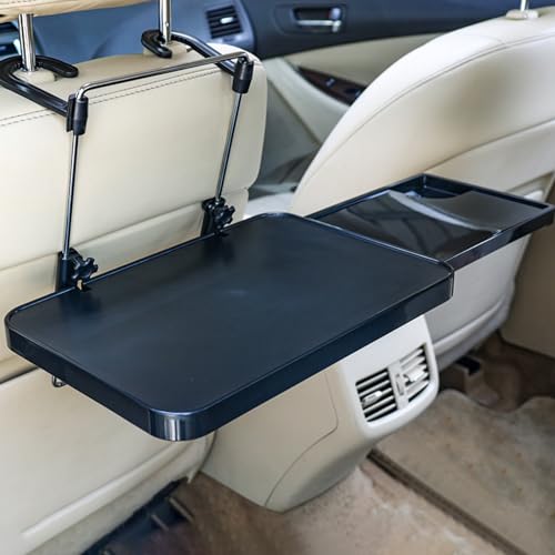 40oz Universal Back Seat Organizer – Cup Holder / Phone Holder / Pillow – Black PU Leather