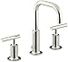 KOHLER Purist K-14406-4-SN Widespread Bathroom Sink Faucet with Metal Drain Assembly in Polished Nickel