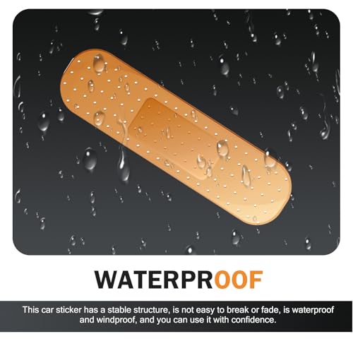 Image of Funny Car Bandaid Sticker, 24.02 inch x 6.29 inch Giant Waterproof Vinyl Bandaid Decals for Scratches /Dents, Universal Scratch Cover Bumper Stickers (Large Size, Yellow)