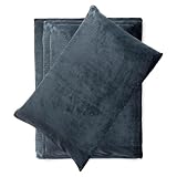 Softan Fleece Sheets Queen Size, Flannel Like Soft, Fuzzy Warm Plush Sheets, Velvet Polar Microfleece Bedding for Winter, Dark Grey