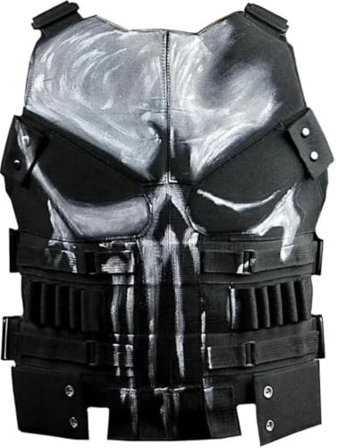 MODAAPPAREL Men's Punishar Skull War Tactical Faux Leather Vest Biker Style Black Vest Jacket Jon Bernthal
