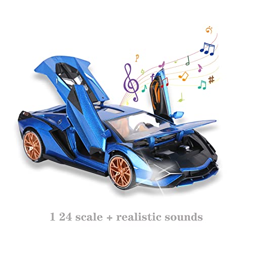 SASBSC Toy Cars Lambo Sian Metal Fkp3 Model Car With Light & Sound Pull Back Car Toys For 3+ Year Old Boys (Blue-1 24)