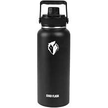 Ekkovision Ekko Flask Insulated Water Bottle, Stainless Steel, Black, 32 Oz