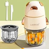 LAMGUU Deluxe Baby Food Maker–200Watts Electric Mini Small Baby Food Processor with 2 Borosilicate Glass Bowls and 2 Stainless Steel Blades - Ideal for Stage-Based Baby Puree Food Blender 300ML Cup
