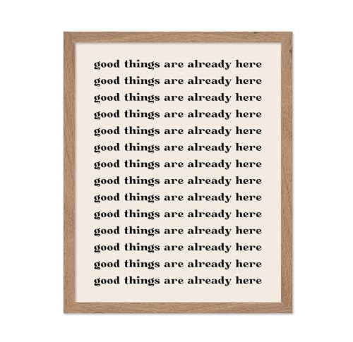 Poster Master Law of Attraction Poster - Good Things Are Already Here Print - Manifest Art - Inspiring Gift for Men, Women - Minimal Decor for Bedroom, Living Room, Office, 11x14 Beige Framed