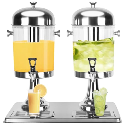 Carivia Drink Dispenser with Stand, 4.2 Gallon Beverage Dispenser for Parties, Stainless Steel Dual-Head Juice Dispenser with Centre Ice Core and Drip Trays for Parties, Buffet Cafeterias, Homes by Carivia - Used condition - US$82.66