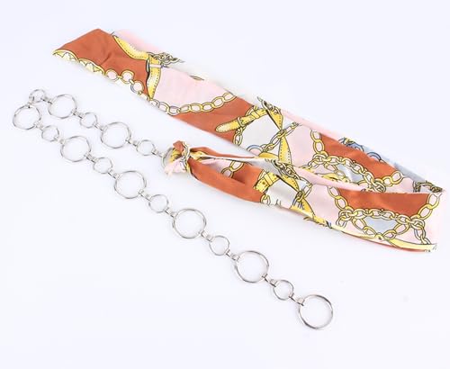 NIDMIDO Women Satin Chain Knotted Waist Skinny Belt,Dress Waist Belts Bohemian Satin Sash Belts for Jeans Pants Skirt3