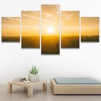 SIGNWIN 5 Panel Canvas Wall Art Setting in The Trees for Home Decorations Ready to Hang - 60