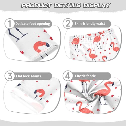 Red Flamingo Floral Girls Leggings Soft Stretch Workout Yoga Dance Pants for Kids Casual Tights3