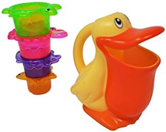 Baby Bath Tub Toys: Pour Bucket & Stackable Rinse Cups Set| Cool, Funny Toddler Bath Toys for Endless Bath Fun| Sturdy, Non-Toxic, Safe Floating Bath Toys for Kids| Top Educational Bath