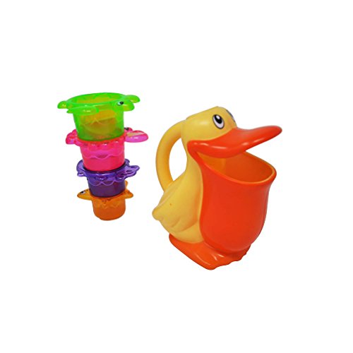 Baby Bath Tub Toys: Pour Bucket & Stackable Rinse Cups Set| Cool, Funny Toddler Bath Toys for Endless Bath Fun| Sturdy, Non-Toxic, Safe Floating Bath Toys for Kids| Top Educational Bath