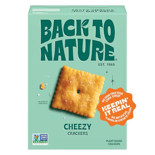 Cheezy Square Crackers, Non-GMO, Plant-Based Cheese Flavored Snack Cracker, Made with Wheat Flour, 5 oz Box
