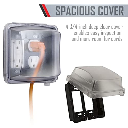 Taymac Mm2410C Two-Gang Vertical Mount Weatherproof In-Use Cover, 55-In-1, 2 3/4-Inches Deep, Clear Finish #TOP2