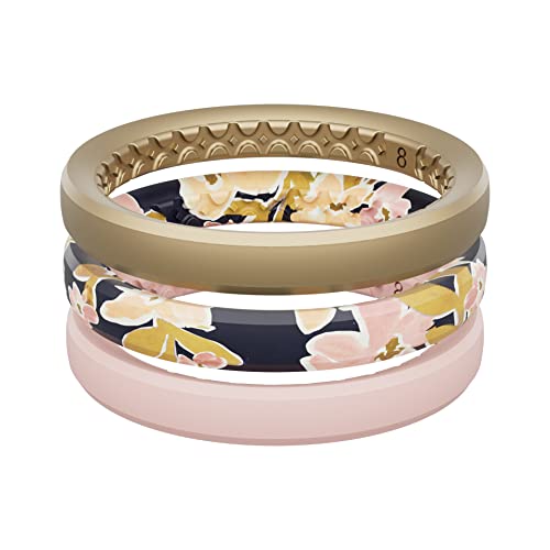Groove Life Stackable Ring Set for Women, Silicone Wedding Bands, Blush 10