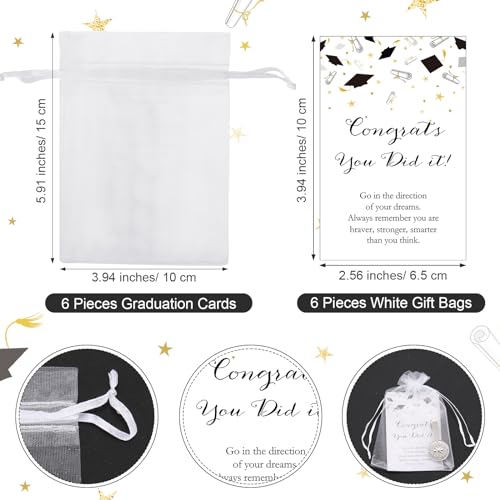 coume 6 sets graduation gifts for students boys compass tie clip with card the direction of your dream tie clips class of 2024 high school college graduation party group favors