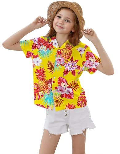 Image of Cromoncent Mommy and Me Matching Hawaiian Outfits Girls & Womens Hawaiian Shirts Tropical Button Down Shirts