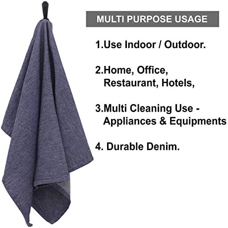 Penguin Home - 100% Cotton Denim Tea Towel - Set of 3 |Navy, Charcoal and Taupe Colours| - Soft - Durable - Stylish Denim for Heavy Usage - Machine Washable - 50 x 70 cm