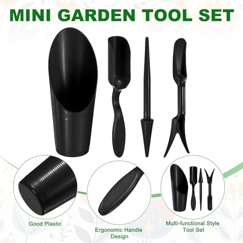 Set de 4 herramientas de mano para jardinería de plástico miniatura 2