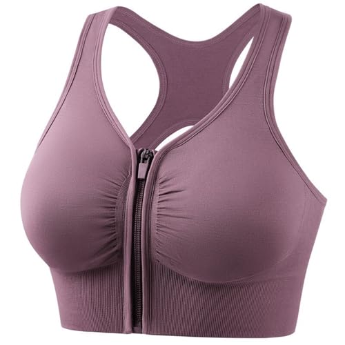 Soutien-gorge de sport zippé femme haut de course dos creux