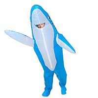 Hai Aufblasbare Kostüm, Erwachsene Lustiges Hai Kostüm für Männer und Frauen, Aufblasbares Faschingskostüme für Halloween Karneval Fasching Cosplay und Mottopartys, Blau