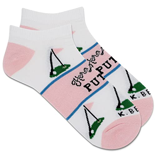 K. Bell Women's Here For The Putts Low Cut Socks 1 Pair, White, Women's 9-11