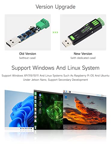 Waveshare USB to CAN Adapter Analyzer, Adopts STM32 Chip Scheme, 4 Working Modes, Stable Communication, for Windows XP/7/8/10/11, for Raspberry Pi OS/Jetson Nano Ubuntu and Other Linux System