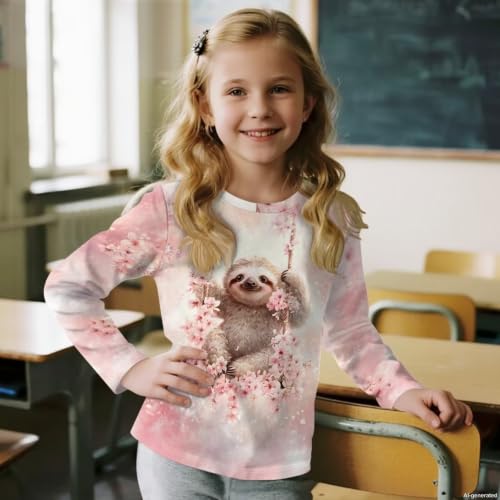 Image of WELLFLYHOM Long Sleeve T-Shirt for Boys Girls 3-16 Years Old Tee Tops Crewneck Pullover Shirts Fall Outfits
