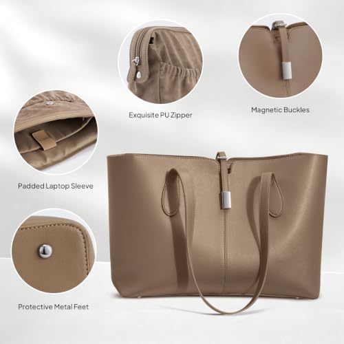 TOPEAST Tote Bag for Women 15.6" Work Bag with Removable Laptop Sleeve — view 7