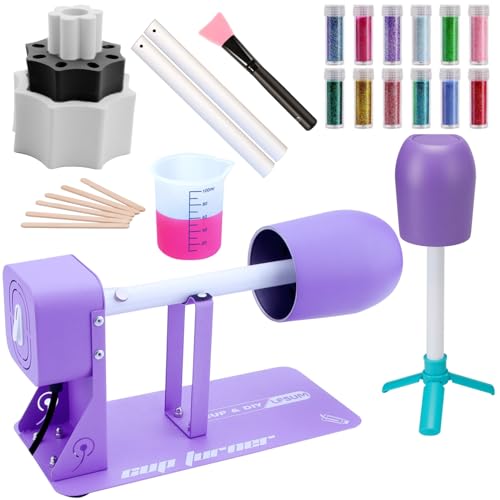 LFSUM Cup Turner for Crafts Tumbler Cup Spinner Machine Kit Wood Cuptisserie Turner DIY Glitter Epoxy Tumblers with Silent UL Motor Safety Switch 3 in 1 Foams Accessories