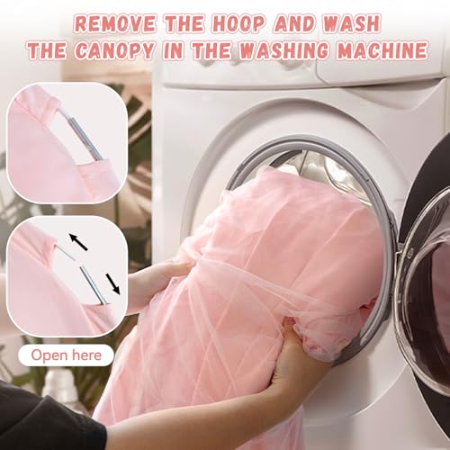 Avrsol Bed Canopy Drapes, Double Layer Canopies Netting Tent for Bed, Princess Fairy Bed Canopy for Girls, Adults, Canopy Bed Curtains Mosquito Net, Pink, 27''x108''