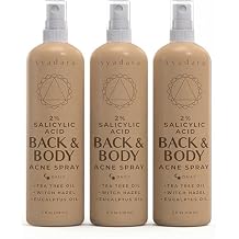 Acne Body Spray with 2% Salicylic Acid, Back & Body Acne, Cystic Back Acne Spray Chest, Butt and Body Acne for Hormonal, Bacne for Teens Adults, 3-Pack