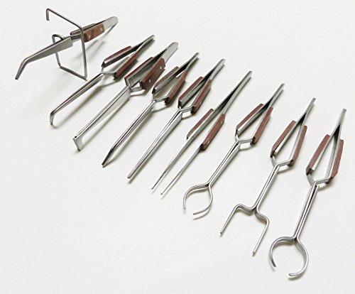 Fiber Grip Tweezers Cross-Locking Soldering All Types Workholing Tweezer Set 9Pc (E11) #TOP3