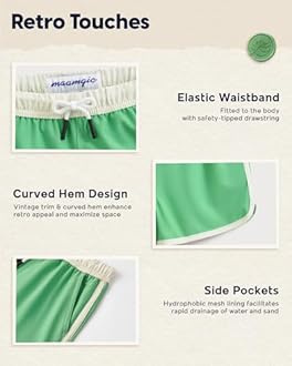 maamgic Boys Swim Trunks with Compression Liner Vintage Swim Shorts Toddler Swimsuit