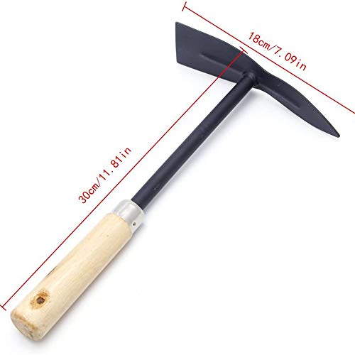DIYARTS Wooden Metal Garden Hoes, Carbon Steel Pickaxe - Heavy Duty for loosening Soil, Weeding and Digging Rust Proof