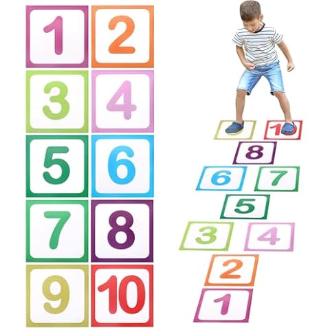 10 Pcs Number Floor Stickers Hopscotch Lattice Floor Decals, Number Stickers 1-10 Number Wall Decals Floor Stickers for Classroom Bedroom Living Room (10), CN-001 Cover