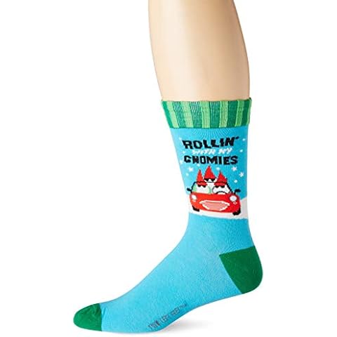 TWO LEFT FEET unisex adult Two Left Feet Holiday Crew Socks, Rolling' With My Gnomies, Small-Medium US Cover