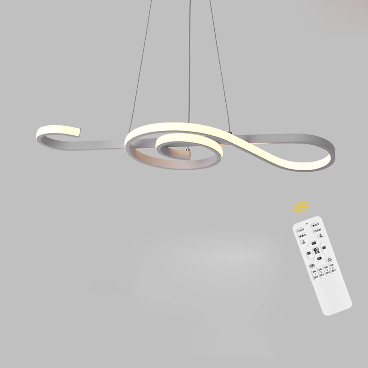 Lampy sufitowe do sypialni, stołu jadalnego LED ściemnialna z pilotem zdalnego sterowania, regulowana wysokość, lampa sufitowa do salonu, kreatywność, oświetlenie jadalni (białe dł. 100 cm/6
