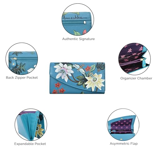 Anuschka Women’s Original Hand-Painted Leather RFID Blocking Accordion Flap Wallet 5