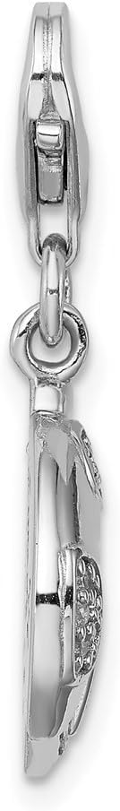 Sterling Silber Rhodium Plated CZ Ladybug Lobster Clasp Charm (L- 24 mm, W- 15 mm) Gift for Women, AFJ-QG-QC9227