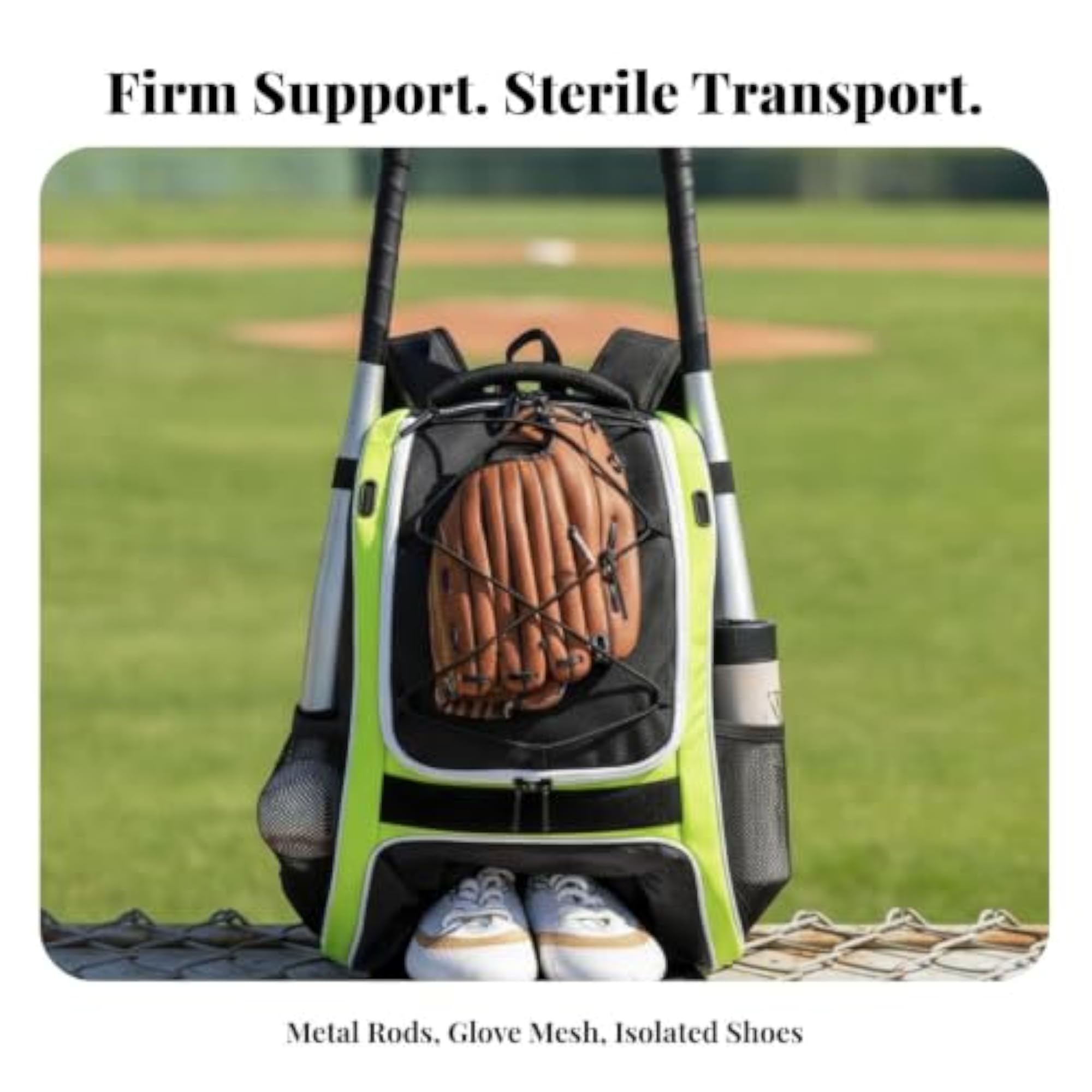 Rugged Baseball Backpack with Shoe Compartment, Camouflage Green