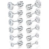 Ctarlitu Titanium Screw Back Cubic Zirconia Stud Earrings Set for Women Men Tragus Helix Piercing Po