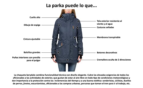 Parka resistente al agua y al viento para mujer de Berydale, color: verde, talla M