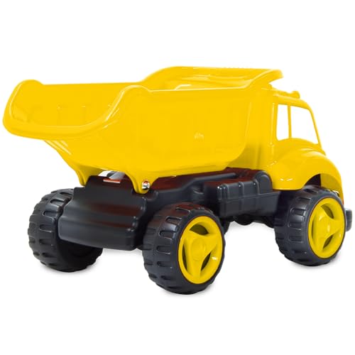Jamara - Voiture Bac À Sable Sump Truck XL Jaune- capacité de Charge env. 40 Kg, Plateau Basculant, Boîtier Robuste Plastique, 460269