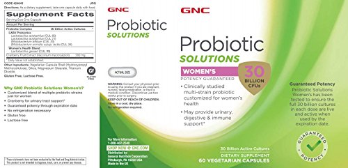 Gnc Probiotic Solutions Women's | Clinically Studied Multi-Strain For Women, Supports Digestive And Immune Health, Vegetarian | 30 Capsules #TOP1