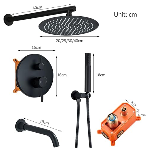 Ensemble de douche noir anti-calcaire avec robinets de douche durables