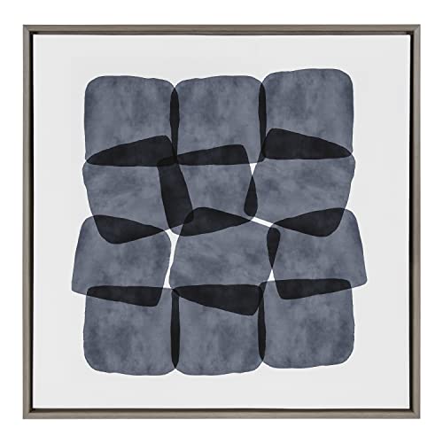 Kate and Laurel Sylvie Navy Block Abstract Framed Canvas Wall Art by Amy Lighthall; 30x30 Gray; Decorative Modern Abstract Art Print for Wall by Kate and Laurel - Used condition - US$48.78
