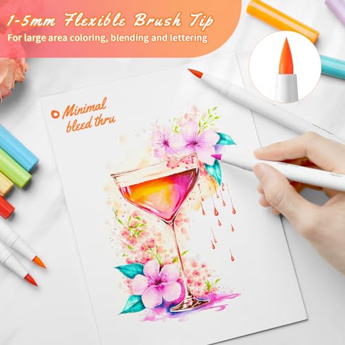 Canetas Ohuhu Markers para diário: 40 cores, marcadores de arte, pontas duplas, canetas extrafinas e