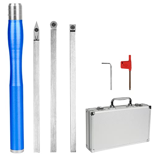 Outil de tournage,CEIEVER tournage en carbure avec Inserts De Carbure Porte-outil de tournage avec 4PCS Lames Rond/Carré,pour la Sculpture sur Bois,la Sculpture sur Racine,la Sculpture de Meubles,DIY